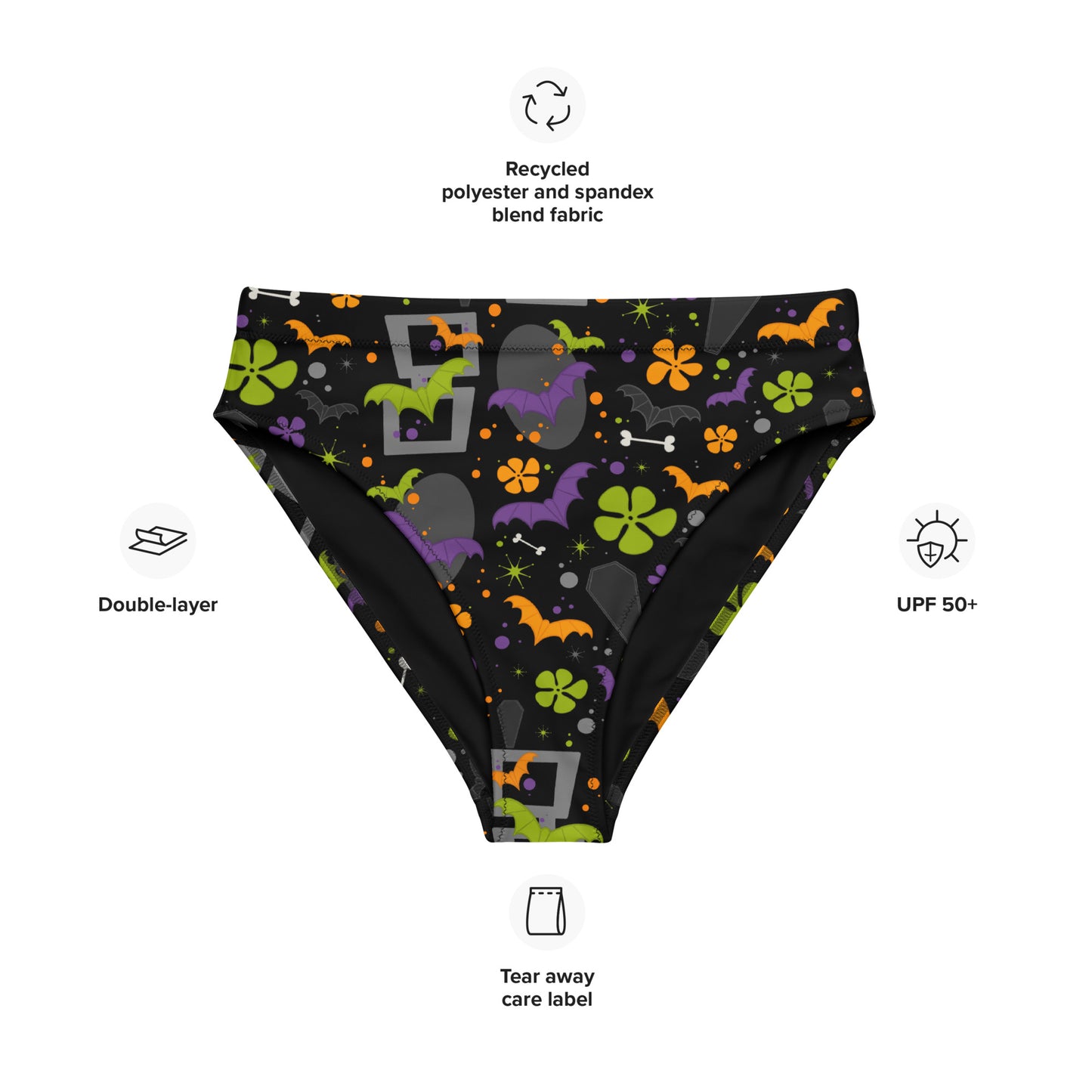 Haunted Hawaiian high-waisted bikini bottom