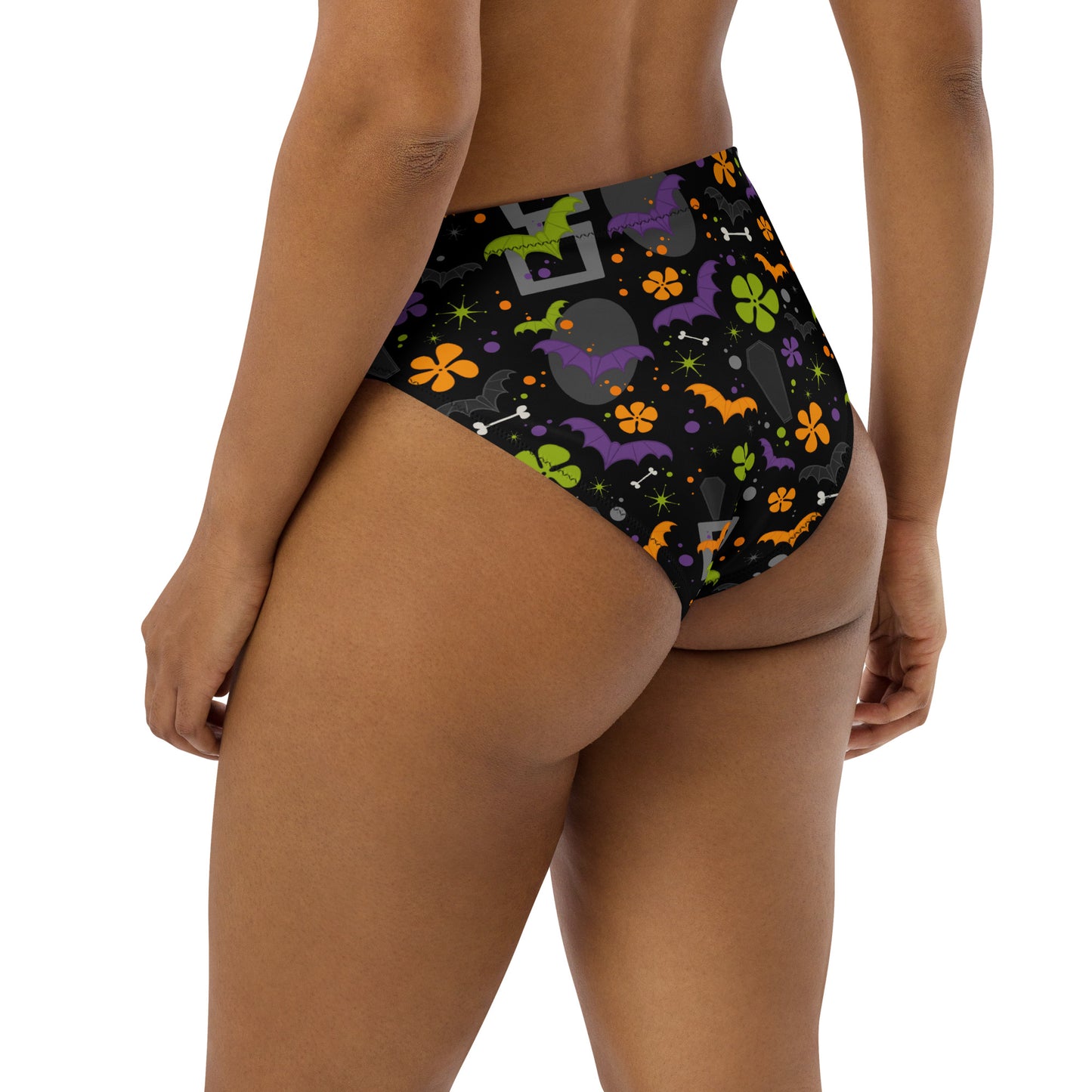 Haunted Hawaiian high-waisted bikini bottom