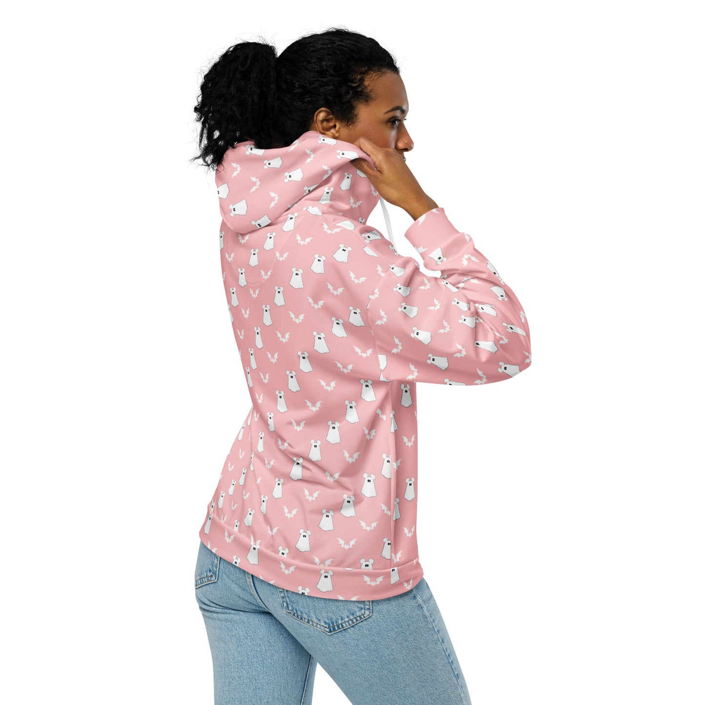 Blush ghost mouse Unisex zip hoodie