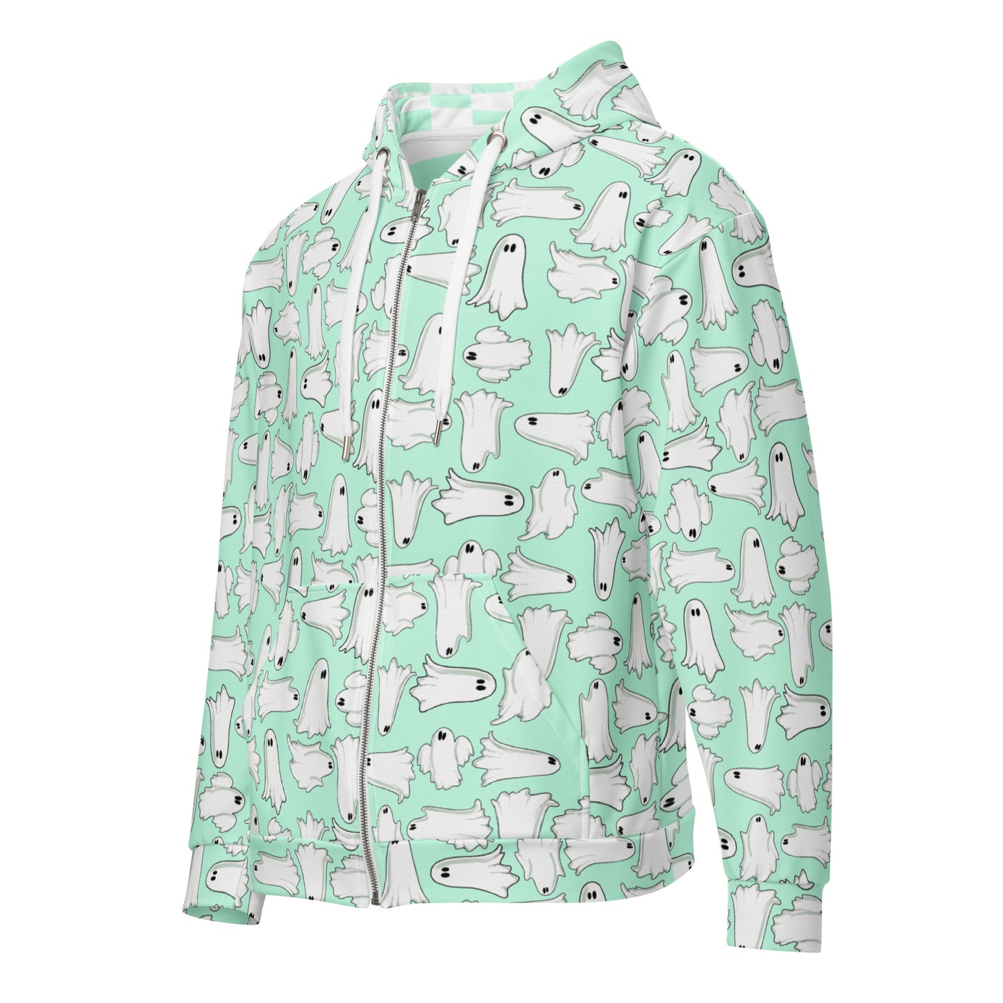 Minty Ghost Unisex zip hoodie