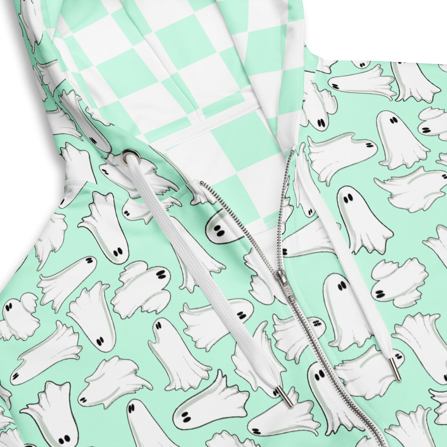 Minty Ghost Unisex zip hoodie