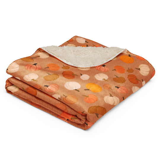 Spotted pumpkin Sherpa blanket