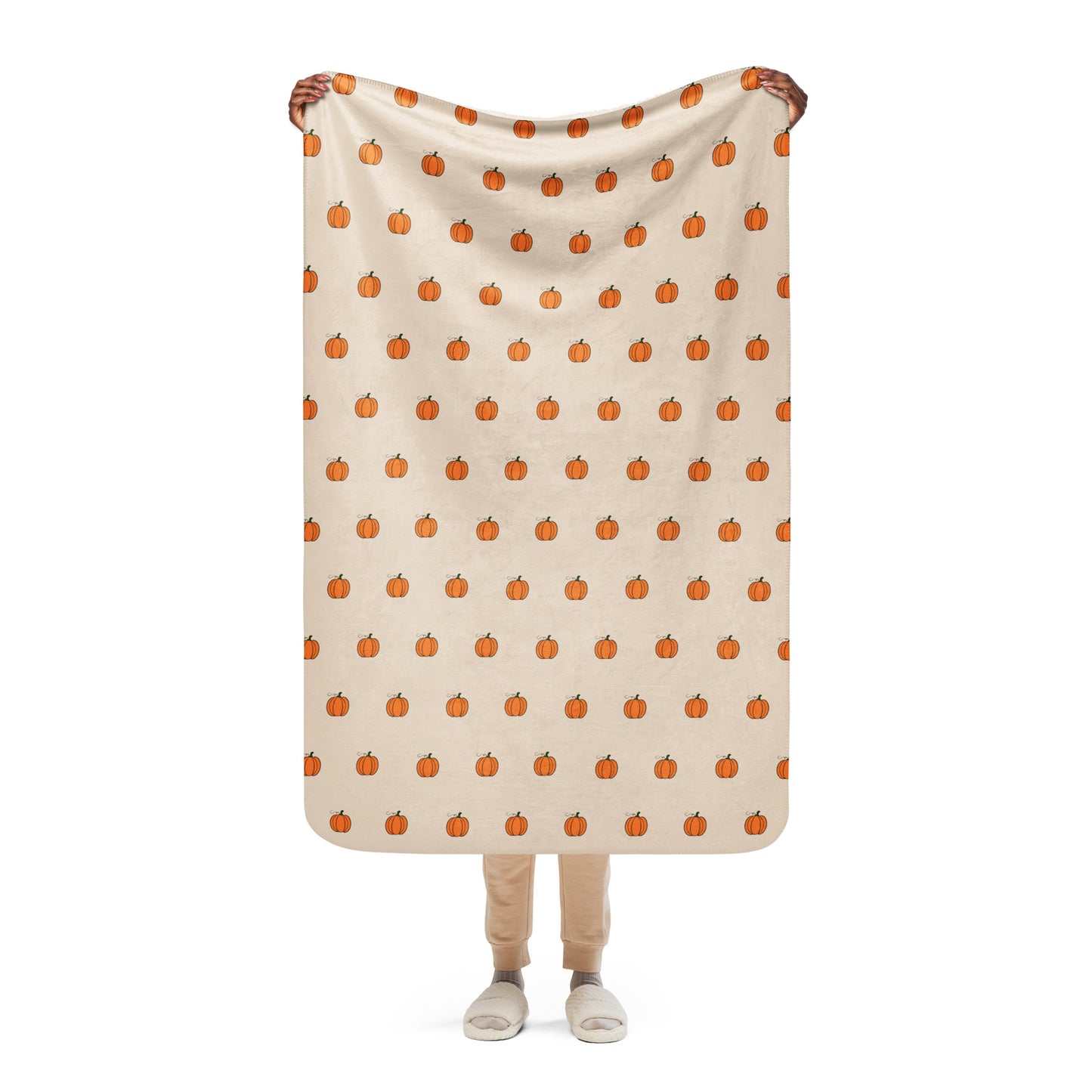 Simple pumpkin Sherpa blanket