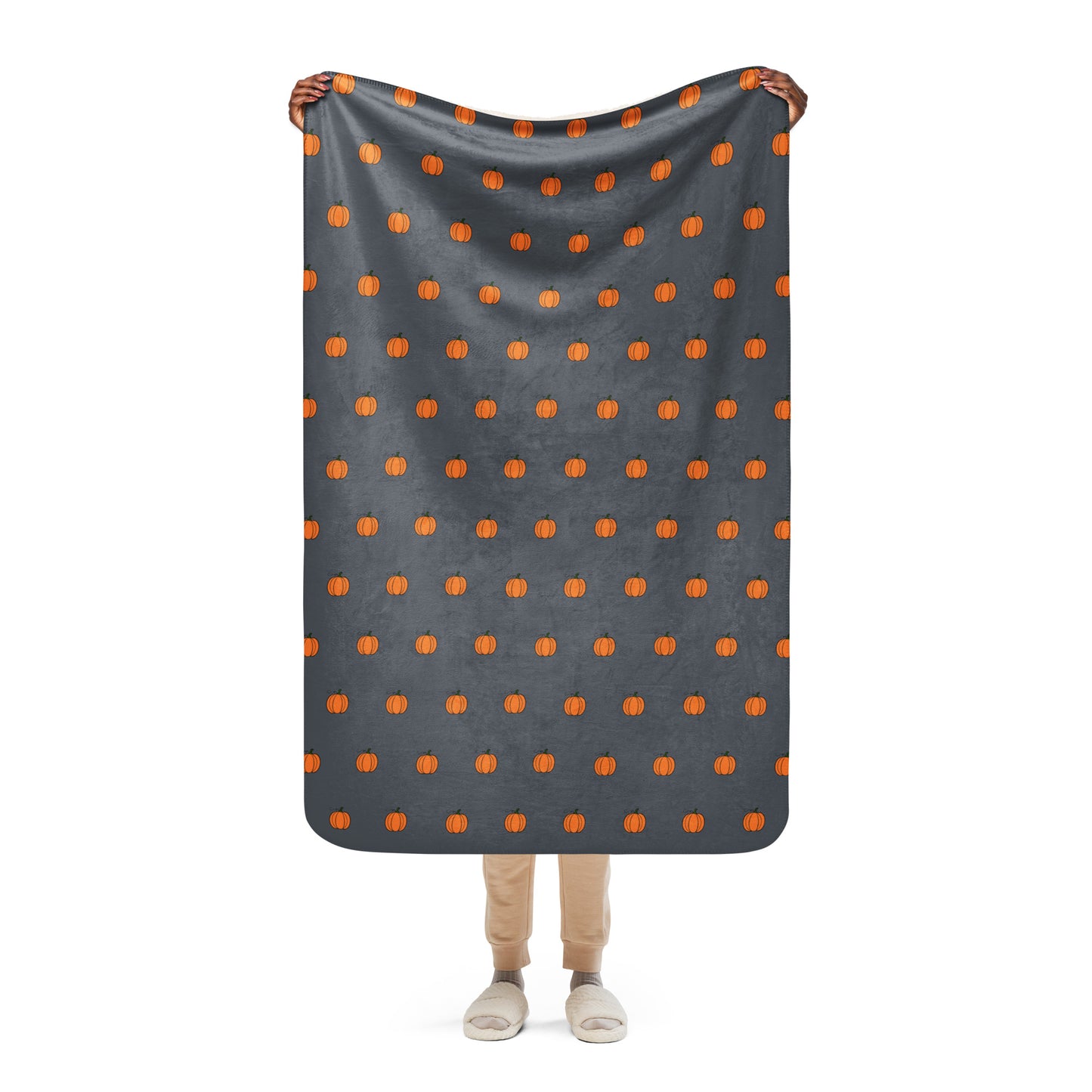 Grey simple pumpkin Sherpa blanket