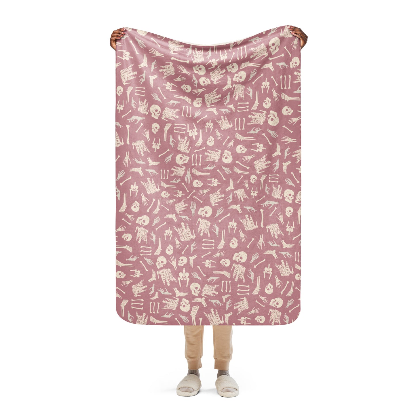 Pinky bones Sherpa blanket