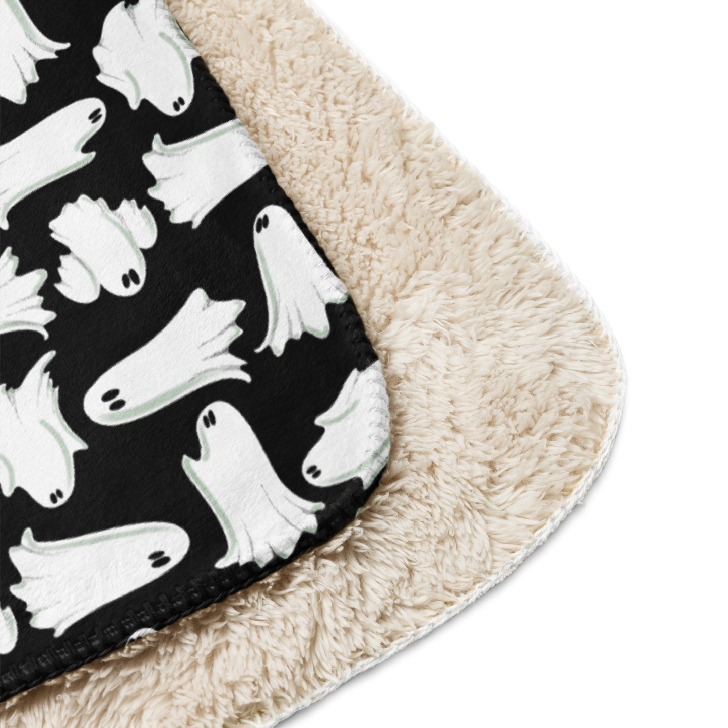 Retro Ghost Black Sherpa blanket