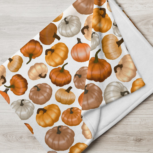 Pumpkin Patch Throw Blanket with White background