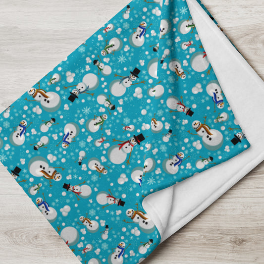 Teal snowman Throw Blanket